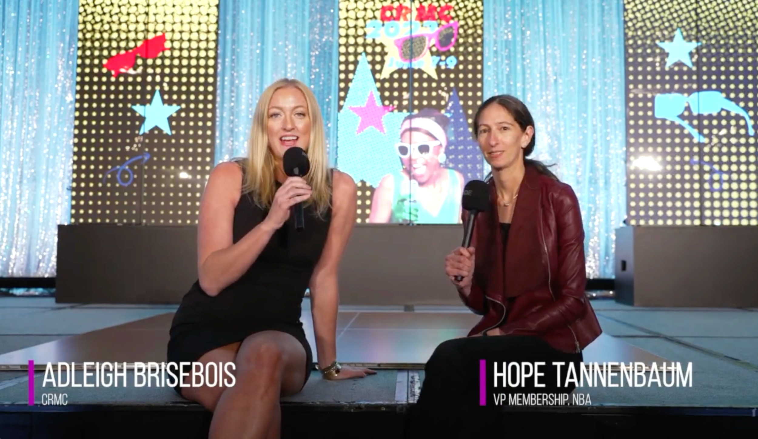 Adleigh interviewing NBA VP Hope Tannenbaum on stage